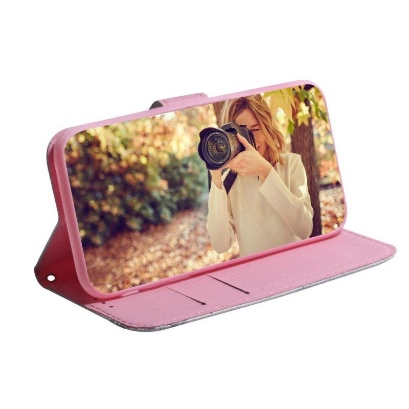 Flip Case Für Samsung Galaxy S22 Ultra 5G Blume Staubiges Rosa