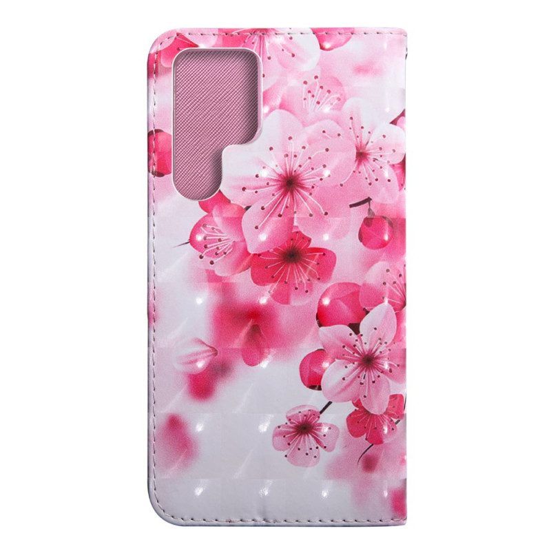 Flip Case Für Samsung Galaxy S22 Ultra 5G Pinke Blumen