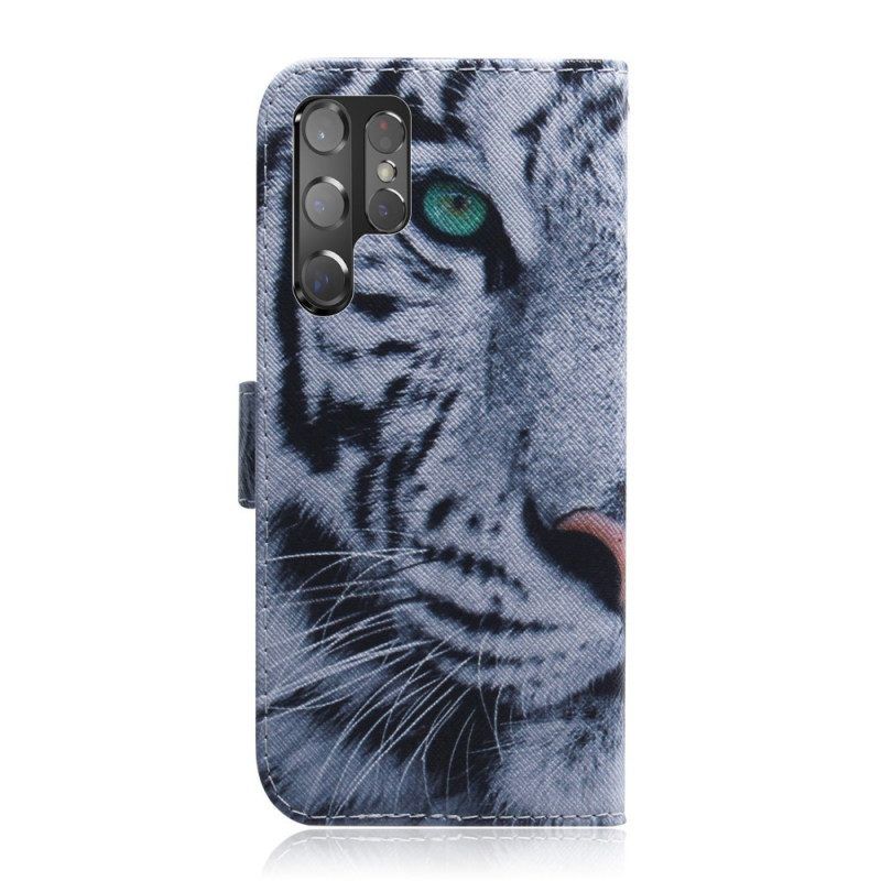 Flip Case Für Samsung Galaxy S22 Ultra 5G Tigergesicht