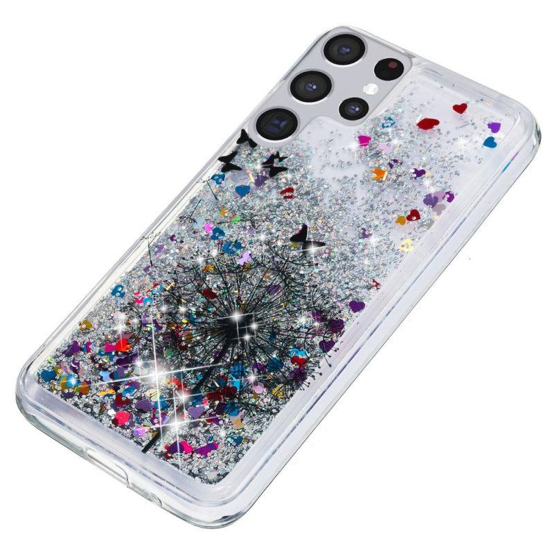 Handyhülle Für Samsung Galaxy S22 Ultra 5G Glitzernder Löwenzahn