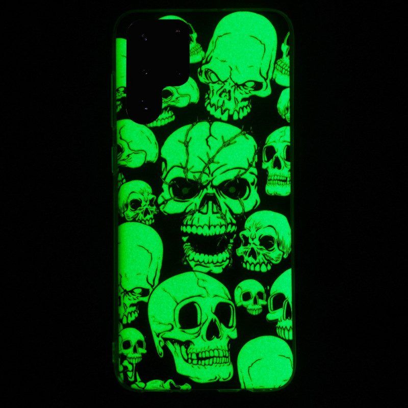 Hülle Für Samsung Galaxy S22 Ultra 5G Achtung Fluoreszierende Totenköpfe