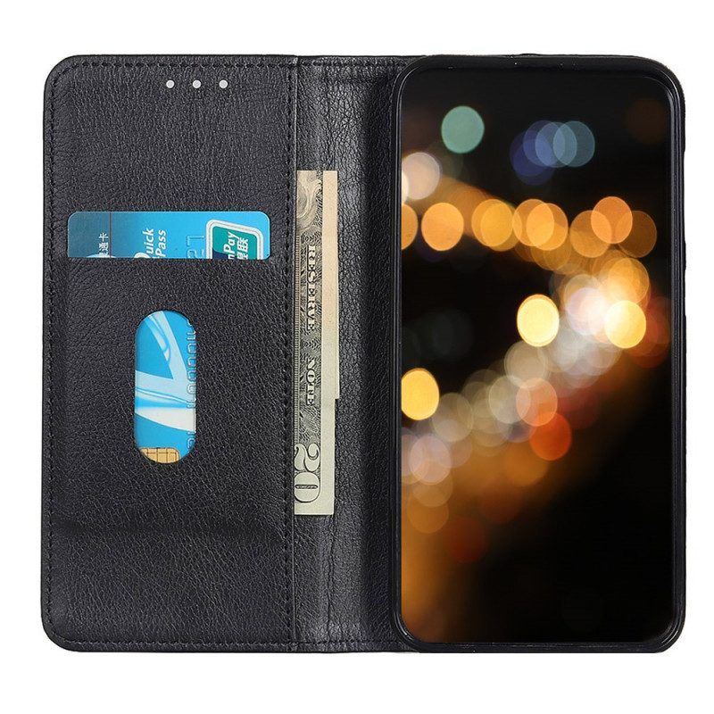 Schutzhülle Für Samsung Galaxy S22 Ultra 5G Flip Case Eleganz Aus Gespaltenem Litschi-leder