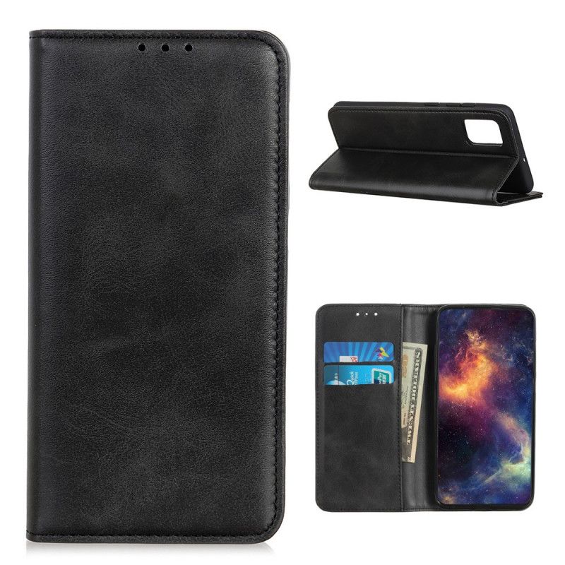 Flip Case Für Samsung Galaxy M51 Schwarz Gespaltenes Leder