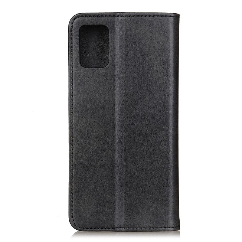 Flip Case Für Samsung Galaxy M51 Schwarz Gespaltenes Leder