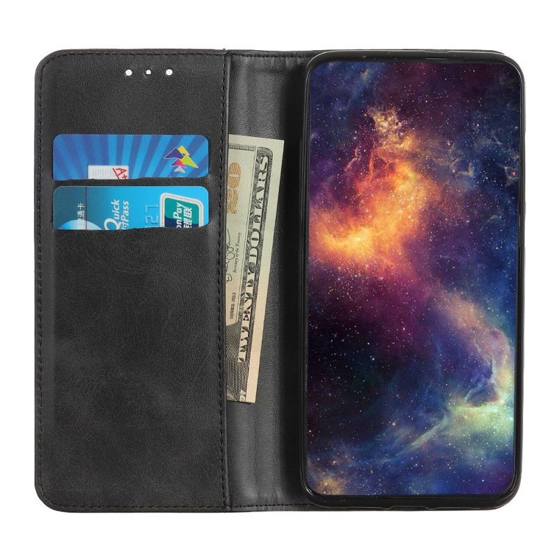 Flip Case Für Samsung Galaxy M51 Schwarz Gespaltenes Leder