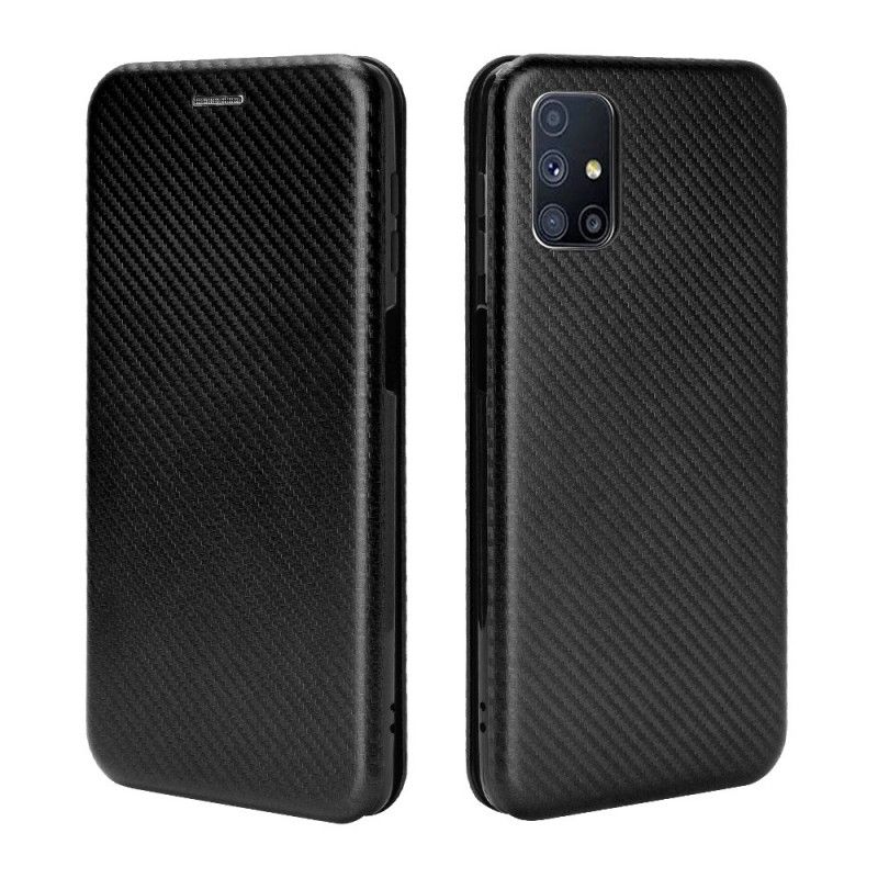 Flip Case Für Samsung Galaxy M51 Schwarz Kohlefaser