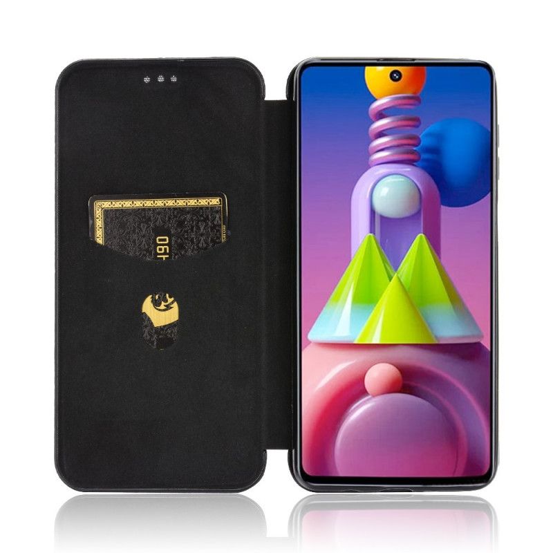 Flip Case Für Samsung Galaxy M51 Schwarz Kohlefaser