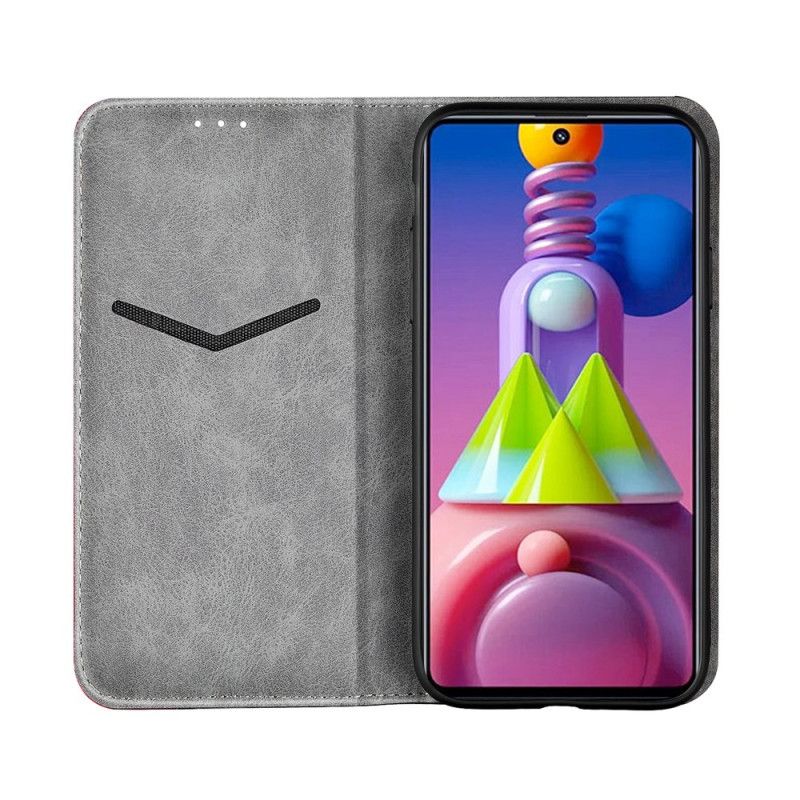 Flip Case Samsung Galaxy M51 Grau Zweifarbiger Ledereffekt