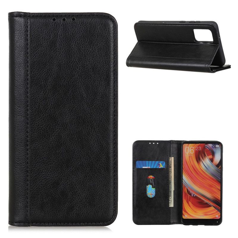 Flip Case Samsung Galaxy M51 Schwarz Elegantes Geteiltes Litschileder