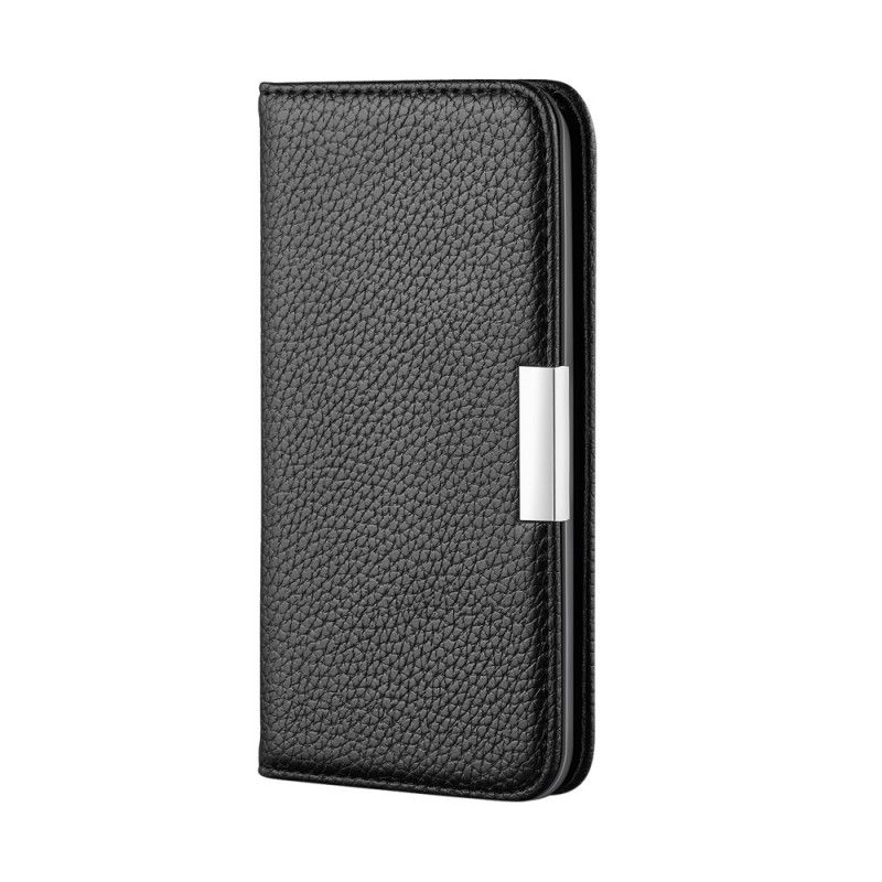 Flip Case Samsung Galaxy M51 Schwarz Handyhülle Ultra Schickes Litschi-Kunstleder