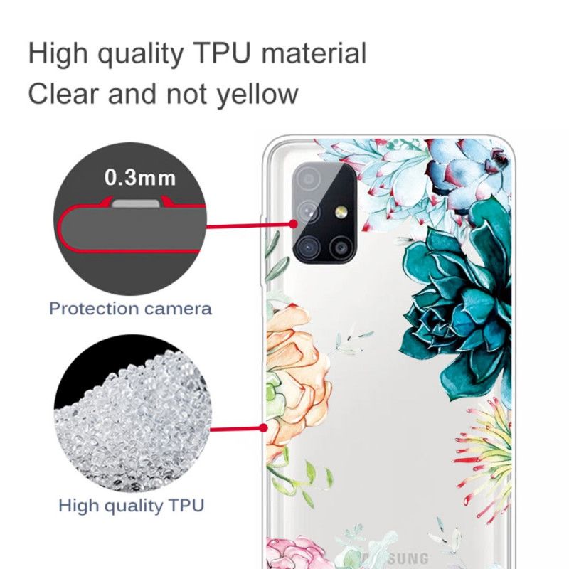 Hülle Für Samsung Galaxy M51 Transparente Aquarellblumen