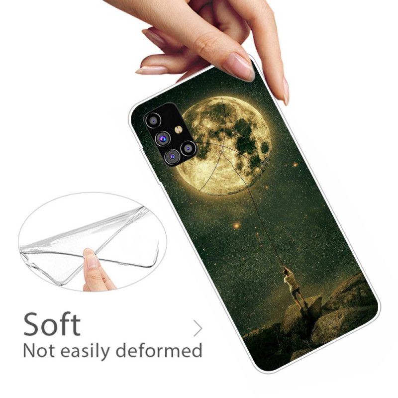 Hülle Samsung Galaxy M51 Flexibler Mann Zum Mond