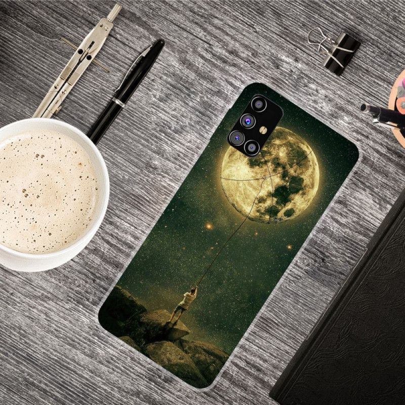 Hülle Samsung Galaxy M51 Flexibler Mann Zum Mond