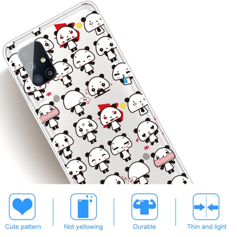 Hülle Samsung Galaxy M51 Handyhülle Transparente Lustige Pandas