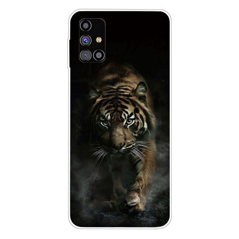 Hülle Samsung Galaxy M51 Schwarz Flexibler Tiger