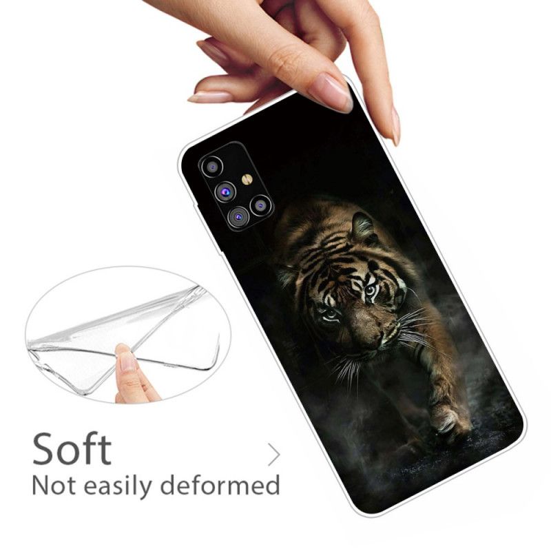 Hülle Samsung Galaxy M51 Schwarz Flexibler Tiger