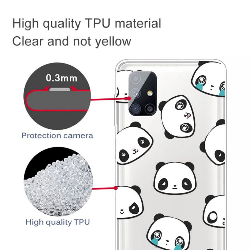 Hülle Samsung Galaxy M51 Transparente Sentimentale Pandas