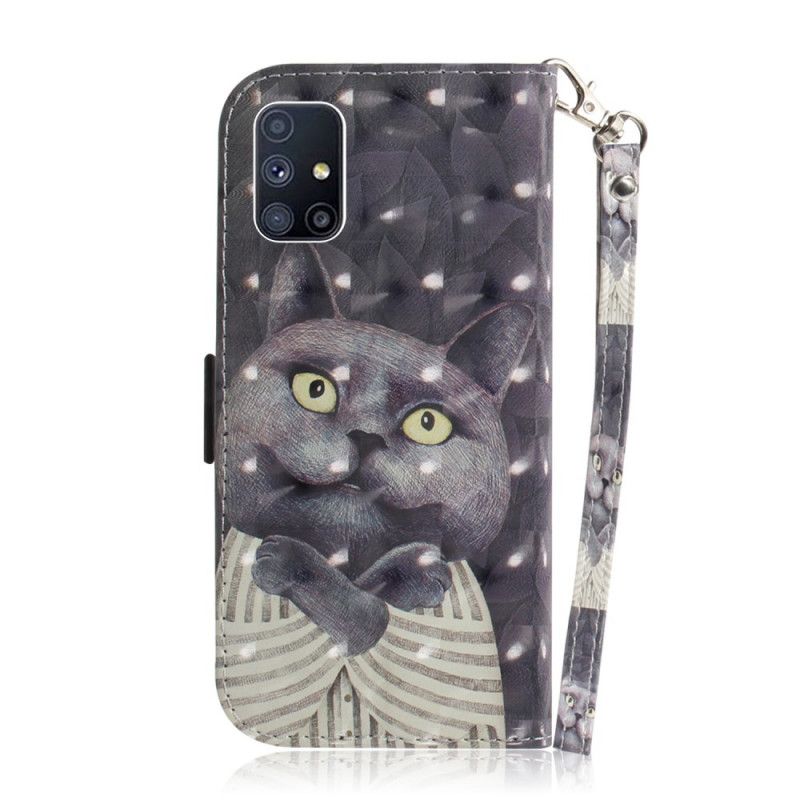 Lederhüllen Samsung Galaxy M51 Graue Katze Mit Tanga