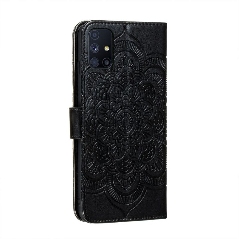 Lederhüllen Samsung Galaxy M51 Schwarz Gesamtes Mandala