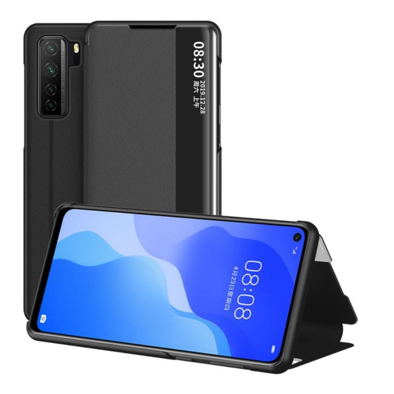 Cover Anzeigen Huawei P40 Lite 5G Schwarz Strukturiertes Kunstleder