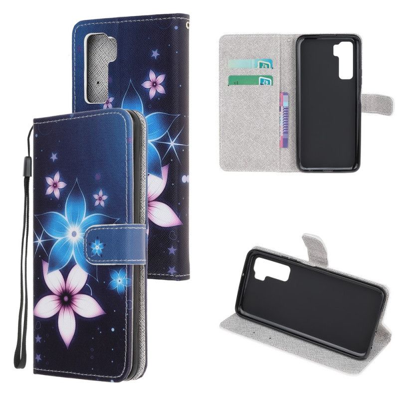 Lederhüllen Huawei P40 Lite 5G Mondblumen Mit Tanga