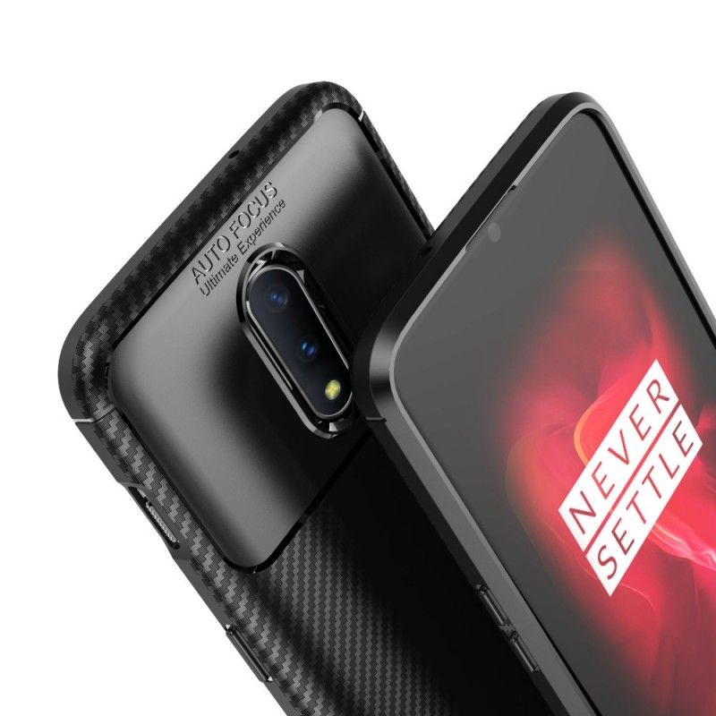 Hülle OnePlus 7 Schwarz Flexible Kohlefasertextur