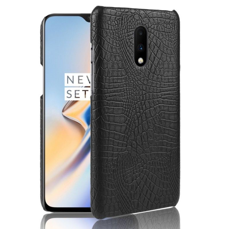 Hülle OnePlus 7 Schwarz Krokodilhauteffekt