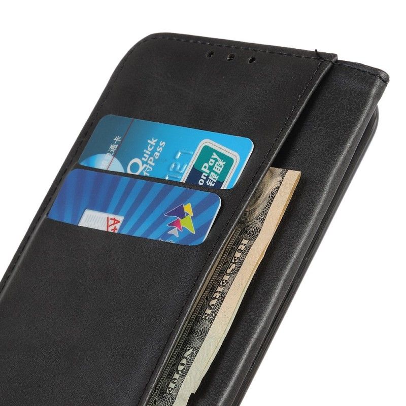 Flip Case Huawei P30 Lite Schwarz Handyhülle Gespaltenes Leder