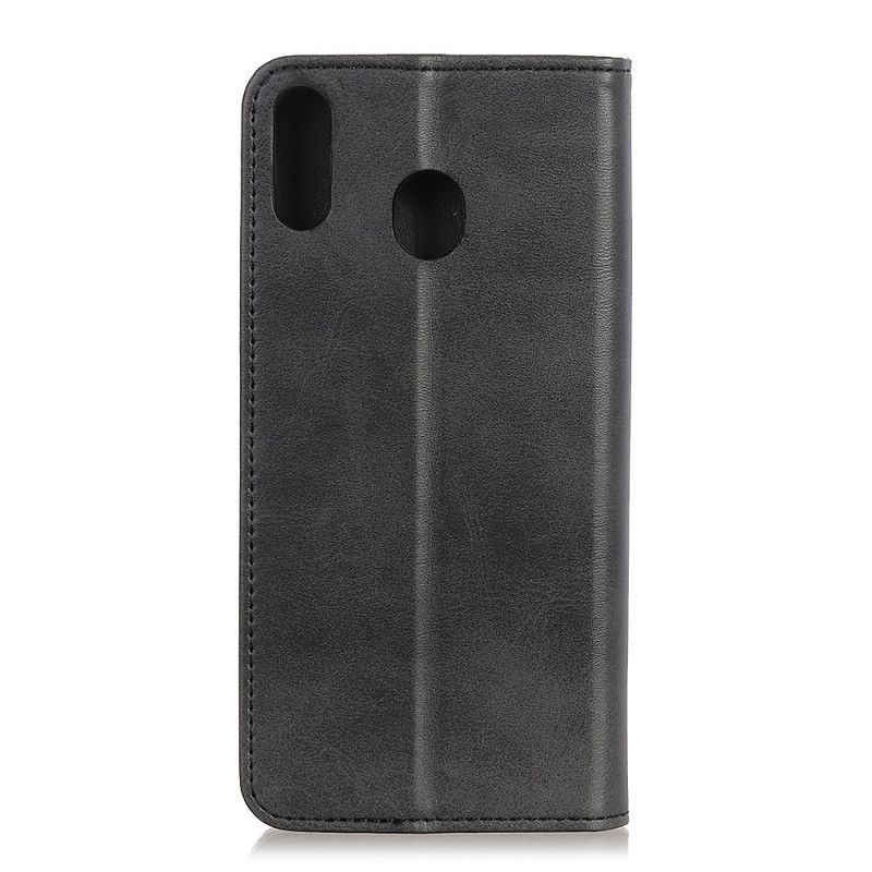 Flip Case Samsung Galaxy A10S Schwarz Gespaltenes Leder