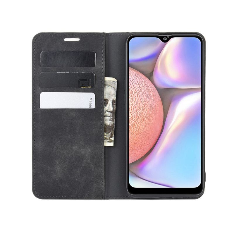 Flip Case Samsung Galaxy A10S Schwarz Weicher Ledereffekt