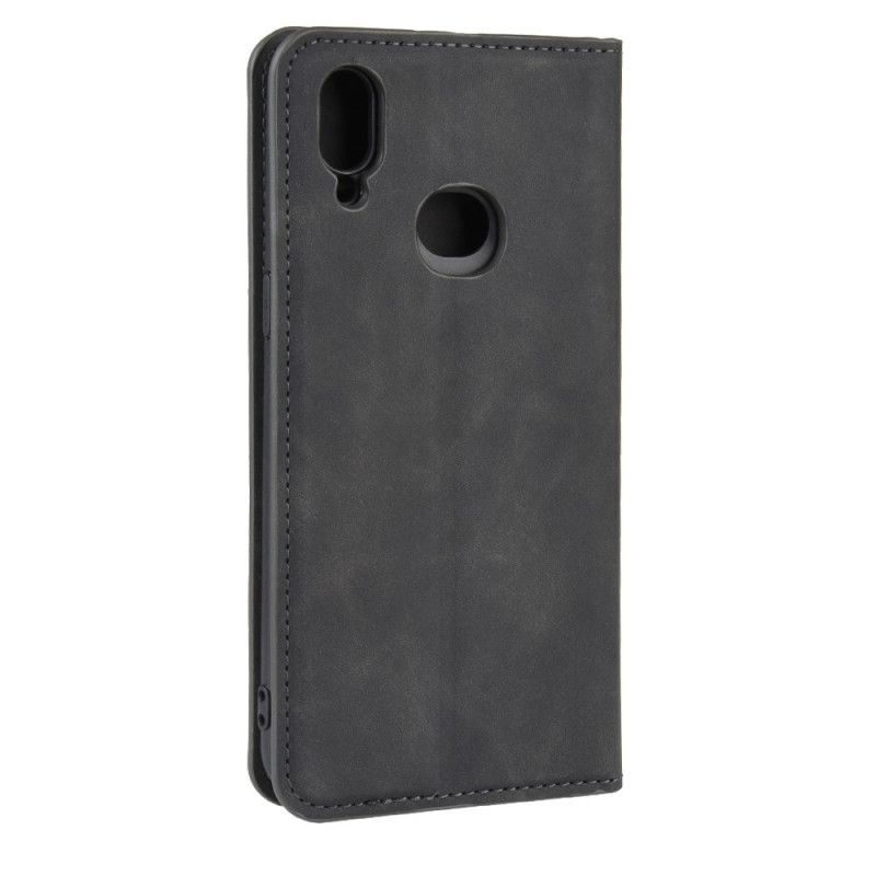 Flip Case Samsung Galaxy A10S Schwarz Weicher Ledereffekt