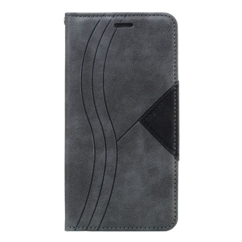 Flip Case Samsung Galaxy A10S Schwarz Wellenlederstil