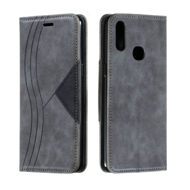 Flip Case Samsung Galaxy A10S Schwarz Wellenlederstil