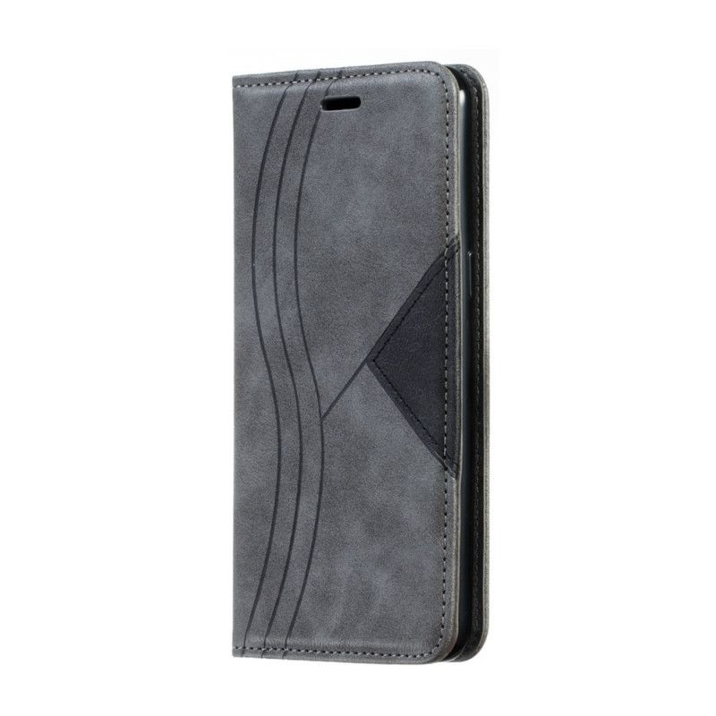 Flip Case Samsung Galaxy A10S Schwarz Wellenlederstil