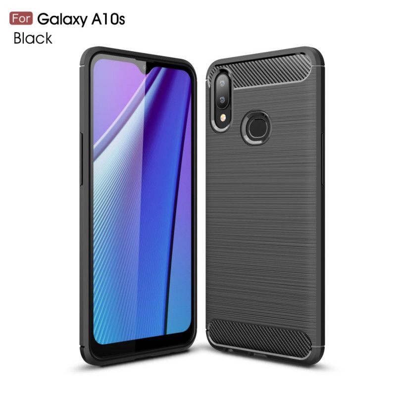 Hülle Samsung Galaxy A10S Schwarz Gebürstete Kohlefaser