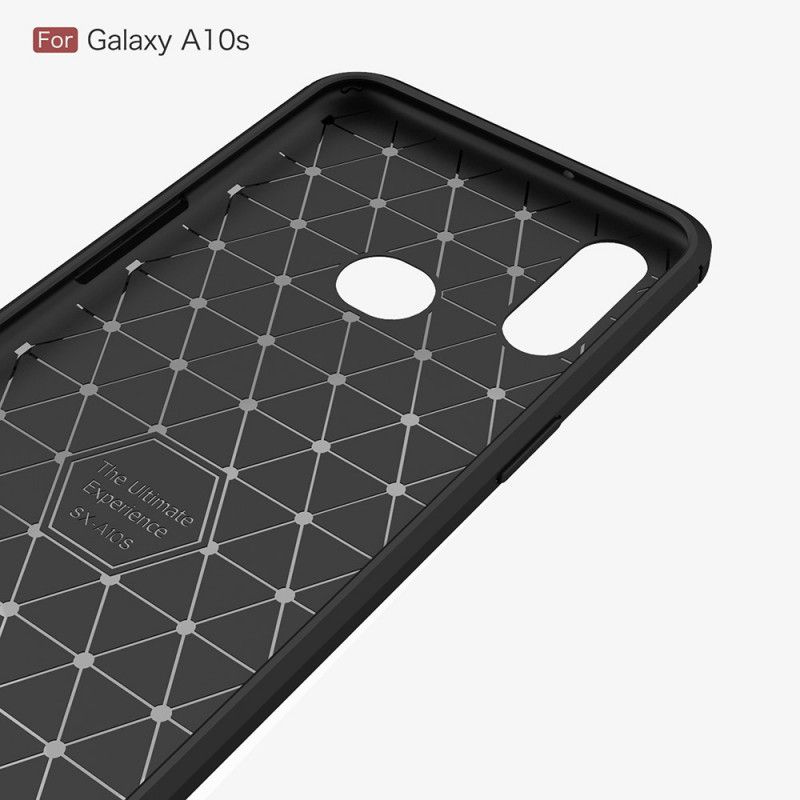 Hülle Samsung Galaxy A10S Schwarz Gebürstete Kohlefaser