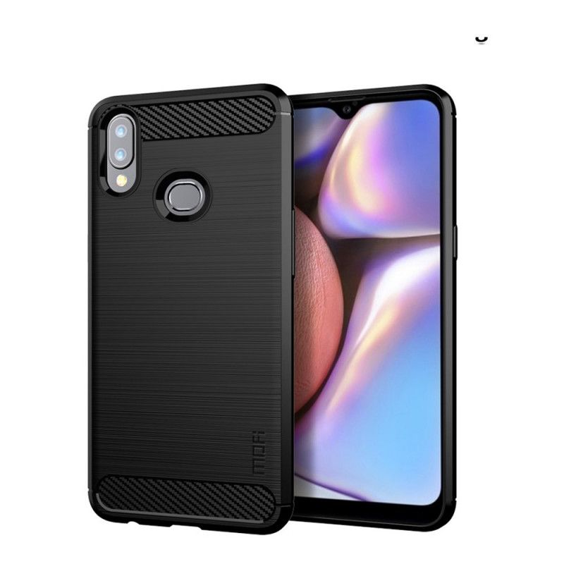 Hülle Samsung Galaxy A10S Schwarz Gebürstete Mofi-Kohlefaser