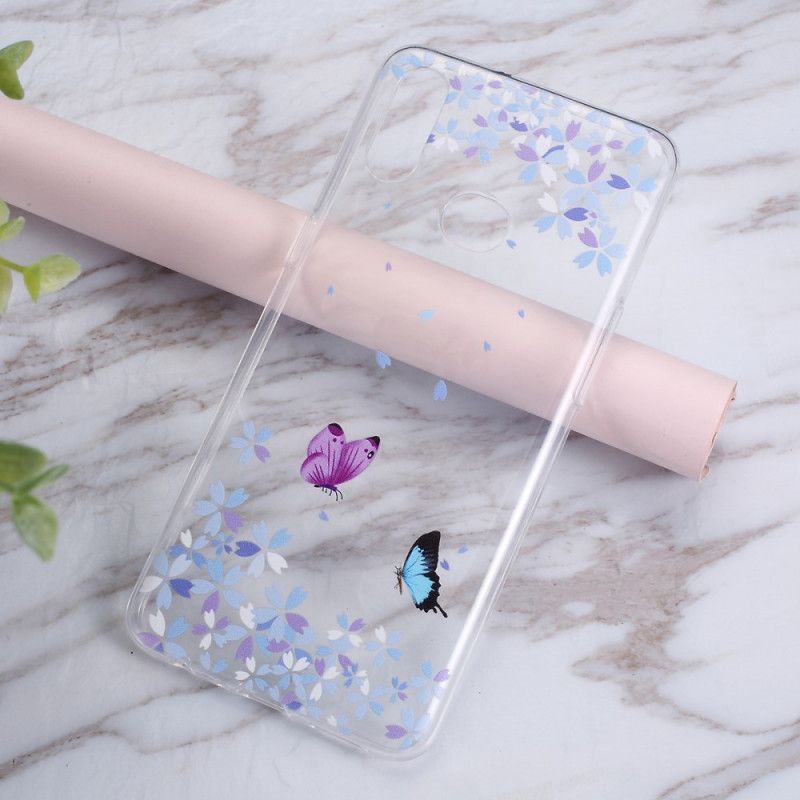 Hülle Samsung Galaxy A10S Transparente Schmetterlinge Und Blumen