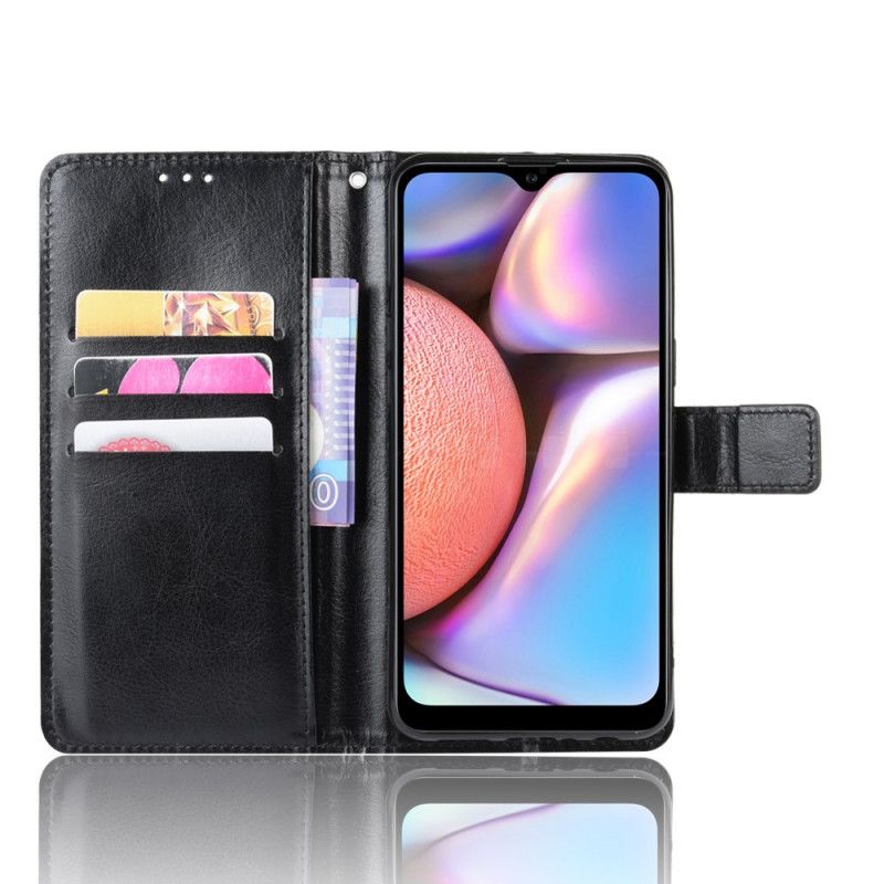 Lederhüllen Samsung Galaxy A10S Schwarz Auffälliges Kunstleder