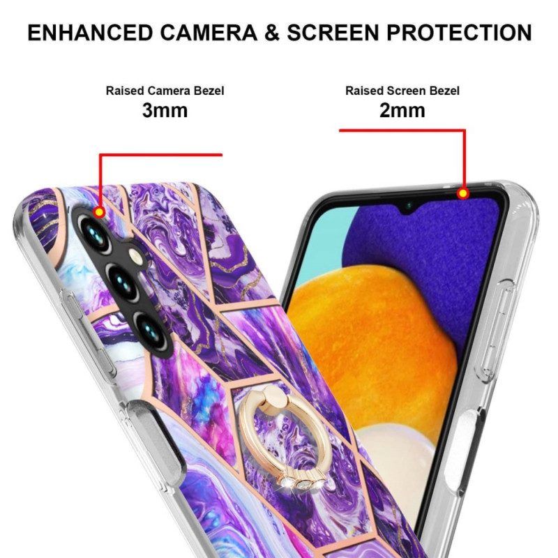 Hülle Für Samsung Galaxy A13 5G / A04s Geometrischer Marmor Mit Ringunterstützung