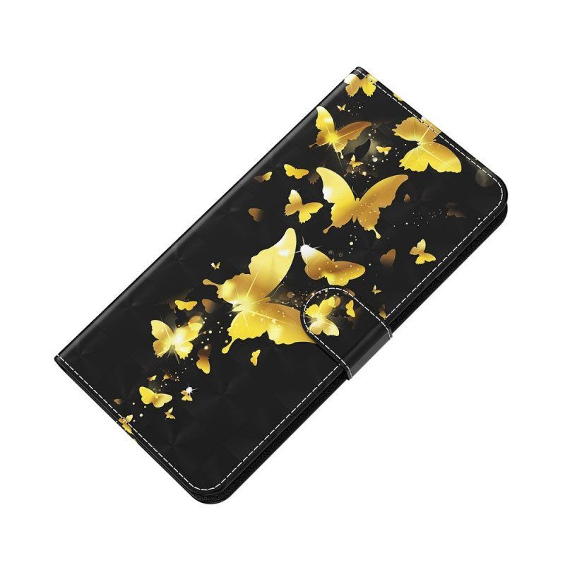 Lederhüllen Für Samsung Galaxy A13 5G / A04s Gelbe Schmetterlinge