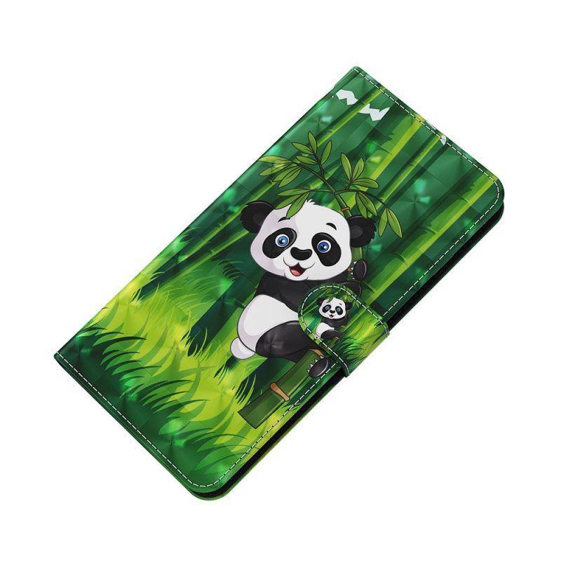 Lederhüllen Für Samsung Galaxy A13 5G / A04s Panda Und Bambus