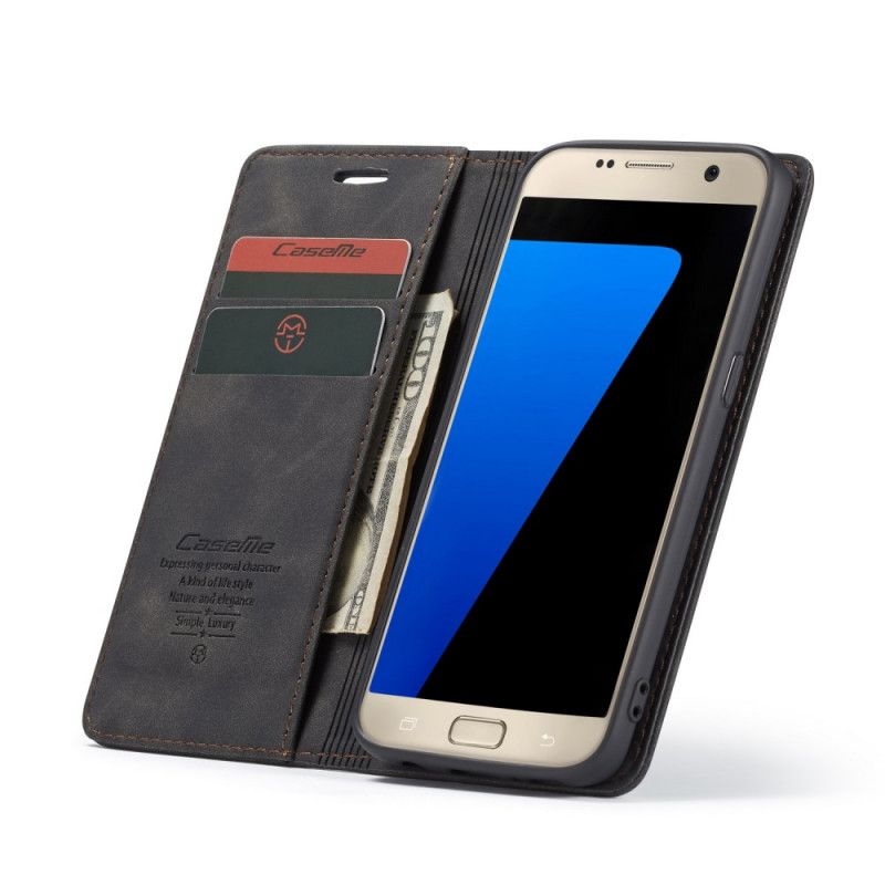 Flip Case Samsung Galaxy S7 Schwarz Ledertasche