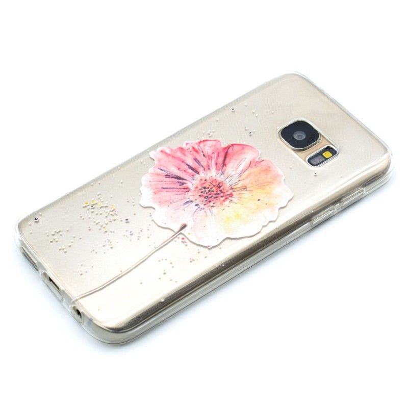 Hülle Für Samsung Galaxy S7 Transparente Aquarellmohnblume