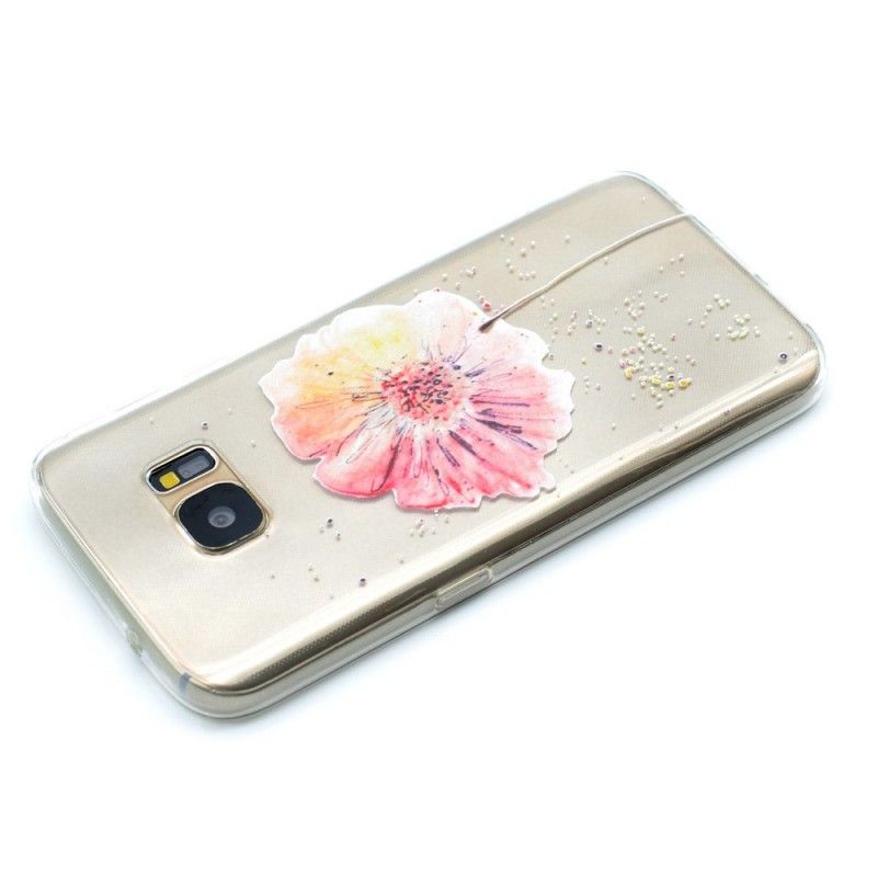 Hülle Für Samsung Galaxy S7 Transparente Aquarellmohnblume