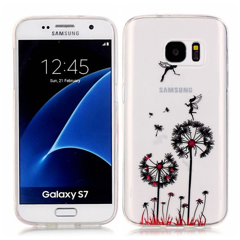 Hülle Samsung Galaxy S7 Handyhülle Transparenter Roter Löwenzahn