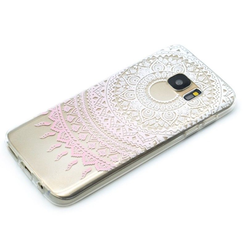 Hülle Samsung Galaxy S7 Pink Transparentes Buntes Mandala