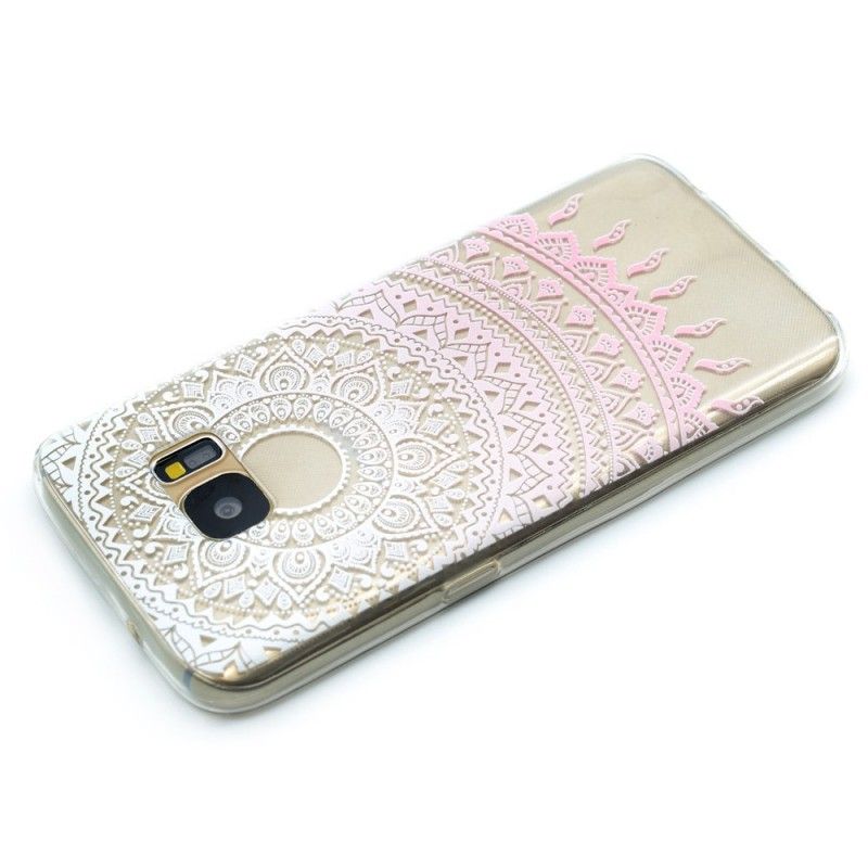 Hülle Samsung Galaxy S7 Pink Transparentes Buntes Mandala