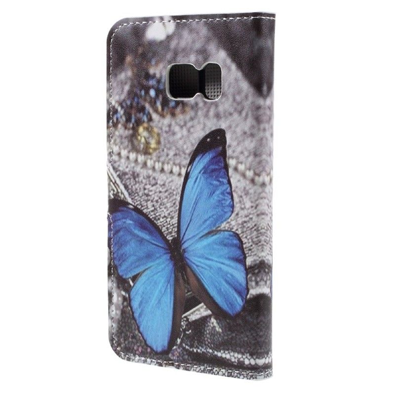 Lederhüllen Samsung Galaxy S7 Blauer Schmetterling