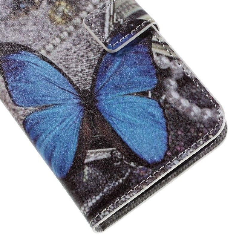 Lederhüllen Samsung Galaxy S7 Blauer Schmetterling